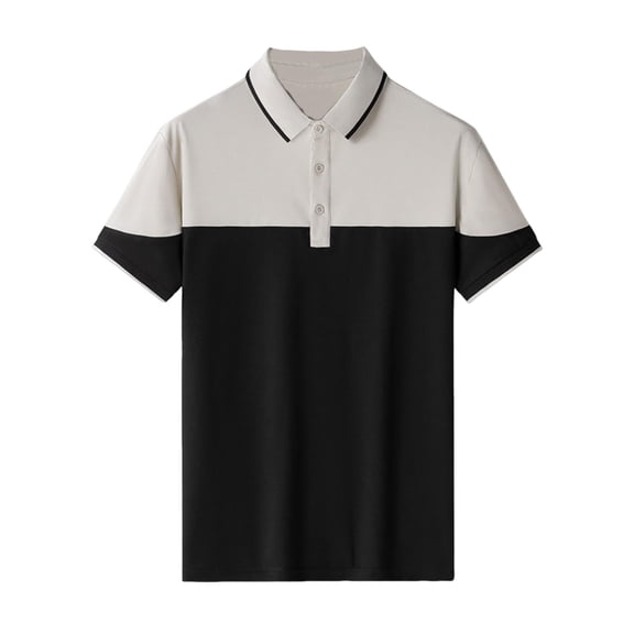 biudgviw Big and Tall T Shirts for Men Button Lapel Short Sleeve Shirts Color Block Casual Work Loose Fit Tee Tops M-4XL