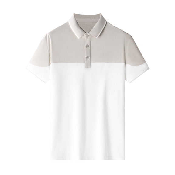 biudgviw Big and Tall T Shirts for Men Button Lapel Short Sleeve Shirts Color Block Casual Work Loose Fit Tee Tops M-4XL