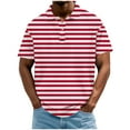 thumbnail image 1 of biudgviw Big and Tall T Shirts for Men Button Lapel Striped Shirts Fashion Casual Short Sleeve Soft Loose Fit Tops M-4XL, 1 of 5