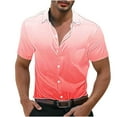 thumbnail image 1 of biudgviw Big and Tall T Shirts for Men Gradient Short Sleeve Satin Shirts Casual Lapel Button Down Loose Fit Tops Party Outfits, 1 of 7