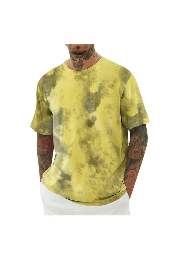 Big and Tall T Shirts for Men Tie Dye Short Sleeve Graphic Tee Tops Fashion Casual Crewneck Loose Fit Shirts M-5XL