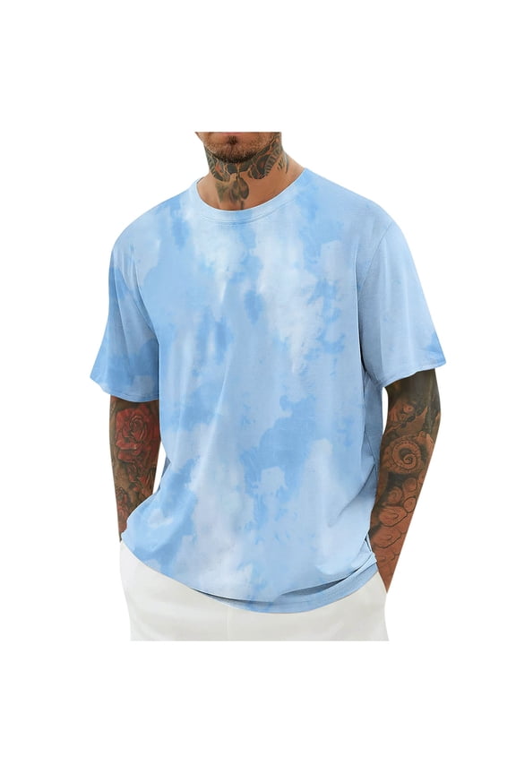 Big and Tall T Shirts for Men Tie Dye Short Sleeve Graphic Tee Tops Fashion Casual Crewneck Loose Fit Shirts M-5XL