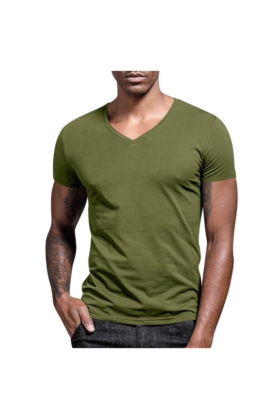 Big and Tall T Shirts for Men V Neck Short Sleeve Basic Tee Tops Slim Fit Athletic Workout Casual Shirts S-5XL