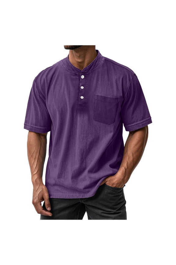 Big and Tall T Shirts for Men Vintage Casual Short Sleeve Summer Tee Soft Cotton Crewneck Tops with Pocket S-5XL