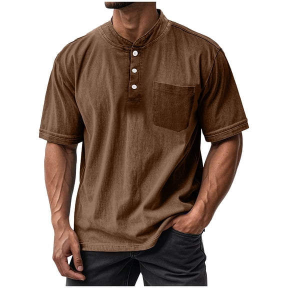 biudgviw Big and Tall T Shirts for Men Vintage Casual Short Sleeve Summer Tee Soft Cotton Crewneck Tops with Pocket S-5XL