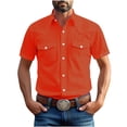 thumbnail image 1 of biudgviw Big and Tall T Shirts for Men Vintage Short Sleeve Button Down Shirts Business Casual Lapel Work Tops with Pockets, 1 of 6