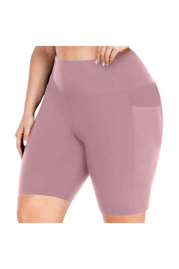 Biker Shorts for Women Plus Size Athletic Yoga Compression Shorts Workout Running Breathable Shorts with Pockets
