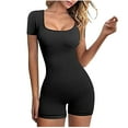 thumbnail image 1 of biudgviw Bodysuits for Women Square Neck Short Sleeve Skinny Jumpsuits One Piece Stretch Summer Rompers Outfits Clothes, 1 of 6