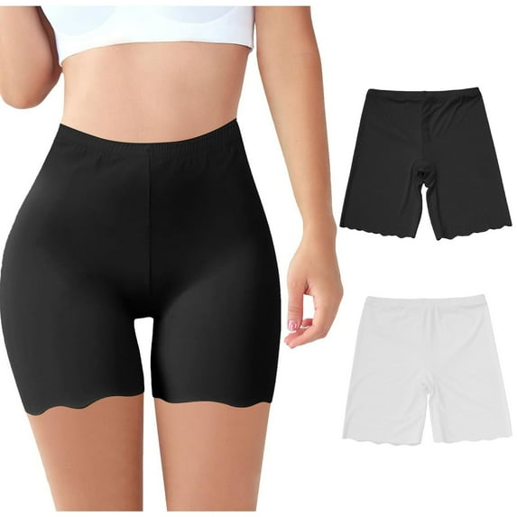biudgviw Boxer Briefs for Women Seamless High Waisted Scalloped Panties Stretch Shaperwear Everyday Underwear