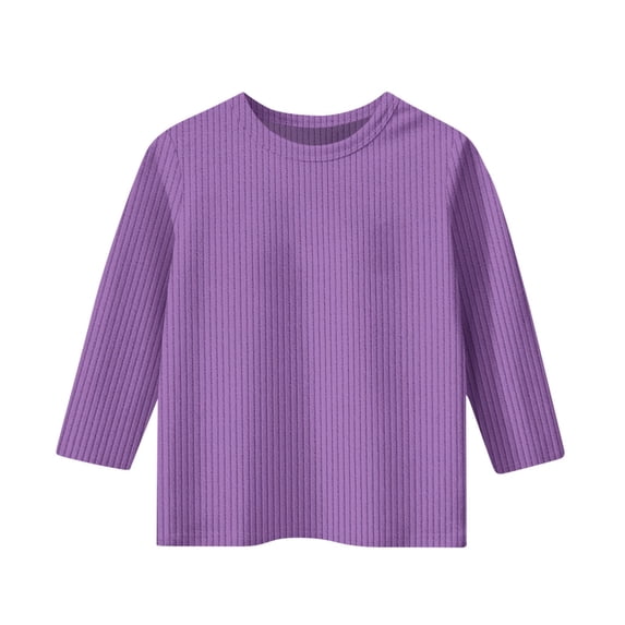 biudgviw Boys Girls 3/4 Sleeve Tops Kids Cute Crewneck Ribbed Knit Tunic Tops Comfy Soft Dressy Casual Blouses Fall Clothes