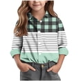 thumbnail image 1 of biudgviw Boys Girls Button Down Plaid Shirts Toddler Striped Lapel Long Sleeve Tops Fall Fashion Casual Kids Jacket with Pocket, 1 of 6