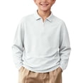 thumbnail image 1 of biudgviw Boys Girls Long Sleeve Shirts Kids Plain Quarter Zip Pullover Fall Winter Clothes Casual Lapel Tops for Golf Yoga(White,5-6 Years), 1 of 7