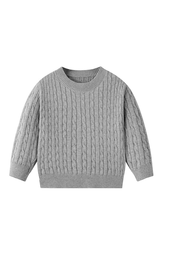 Boys Girls Sweater Toddler Kids Crew Neck Cable Knit Tops Classic Casual Soft Long Sleeve Pullover Tops Fall Winter Clothes