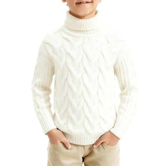 biudgviw Boys Girls Sweaters Long Sleeve Cable Knit Pullover Tops Comfy Soft Warm Turtleneck Tops Fall Winter Clothes
