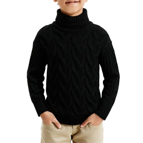 biudgviw Boys Girls Sweaters Long Sleeve Cable Knit Pullover Tops Comfy Soft Warm Turtleneck Tops Fall Winter Clothes