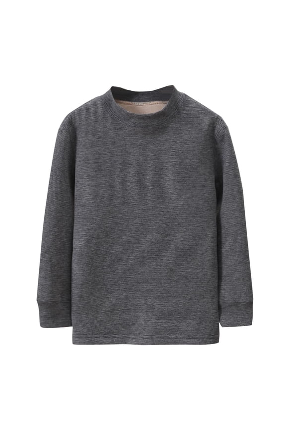 Boys Girls Thermal Tops Fleece Lined Long Sleeve Pullover Tops Comfy Soft Crew Neck Base Layer Toddler Colthes for Cold Weather