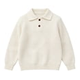 thumbnail image 1 of biudgviw Boys Uniform Sweater Turndown Collar Buttons Knit Pullover Kids Warm Long Sleeve Sweaters Fall Winter Clothes(White,14-15 Years), 1 of 6