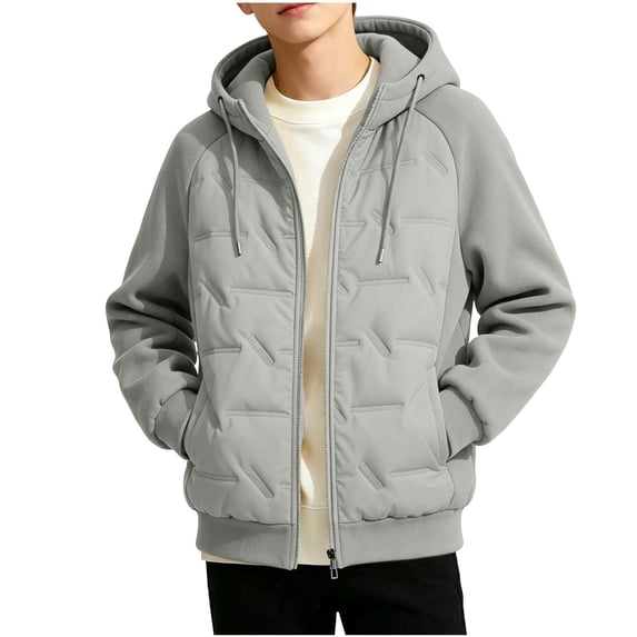 biudgviw Boys Winter Coat with Pockets Long Sleeve Full Zip Jacket Child Drawstring Warm Hooded Outerwear for Cold Weather(Khaki,10-11 Years)