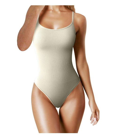 biudgviw Boysuits for Women Spaghetti Strap Workout Tank Top Bodycon Ribbed Seamless Leotard Clothing Summer Outfits