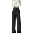 thumbnail image 1 of biudgviw Business Casual Pants for Women Comfy High Waisted Suit Pants Lounge Wide Straight Leg Work Office Pants with Pockets, 1 of 6