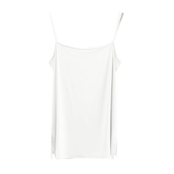 biudgviw Camisole Pajama Tops for Women Crew Neck Sleeveless Sleep Shirts Backless Sleepwear Tee Soft Side Slit Loungewear