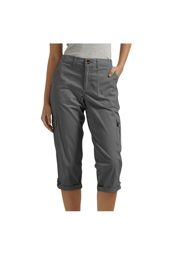 Capri Cargo Shorts for Women High Waisted Jogger Hiking Pants Cuffed Hem Trendy Cropped Trousers Outdoor Travel Pants