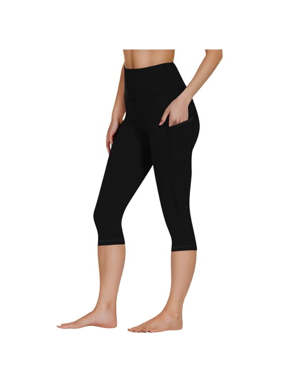 Capri Leggings for Women High Waist Butt Lift Capris Athletic Running Yoga Pants Slim Stretch Cropped Leggings with Pocket