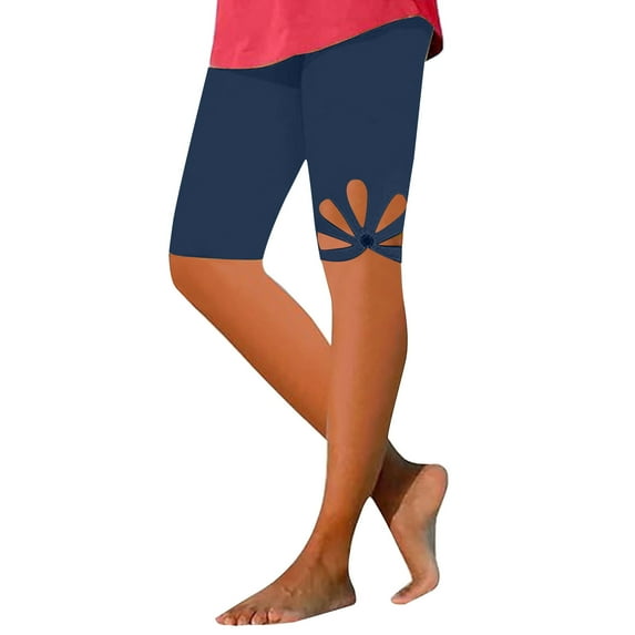 biudgviw Capri Leggings for Women High Waisted Compression Athletic Knee Length Shorts Summer Breathable Workout Shorts