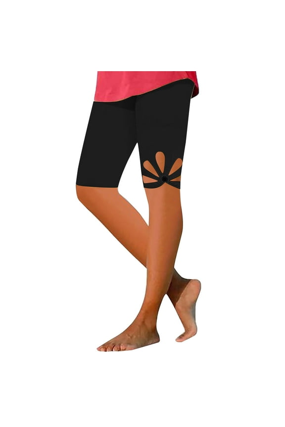 Capri Leggings for Women High Waisted Compression Athletic Knee Length Shorts Summer Breathable Workout Shorts