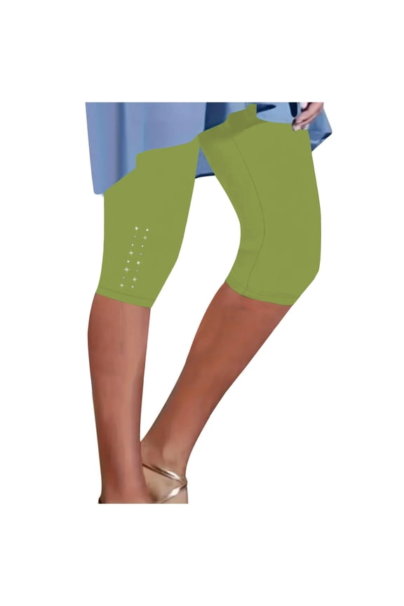 Capri Leggings for Women High Waisted Compression Athletic Yoga Cropped Pants Solid Color Slim Fit Summer Stretch Capris