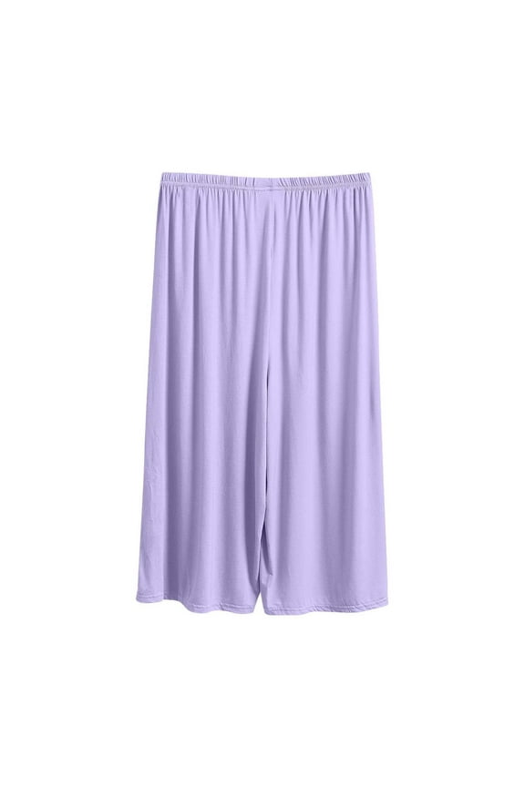 Capri Pajama Pants for Women Modal Ultra-Soft Wide Leg Cropped Sleep Pants Elastic Waisted Baggy Pj Capris Lounge Bottoms