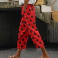 thumbnail image 1 of biudgviw Capri Pants for Women Fashion Print Elastic Waist Loose Pants Straight Leg Cropped Trousers with Pockets, 1 of 4