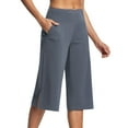 thumbnail image 1 of biudgviw Capri Pants for Women High Waisted Athletic Yoga Pants Workout Running Cropped Pants with Pockets Summer Casual Trousers(Blue,Large), 1 of 6
