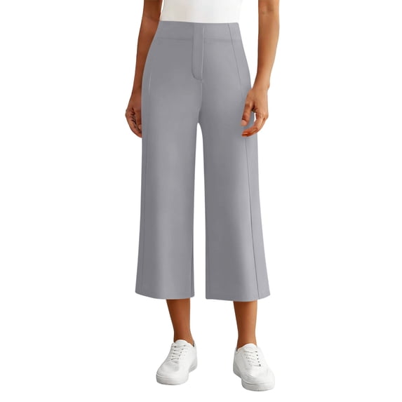 biudgviw Capri Pants for Women Stretch High Waisted Yoga Pants Casual Wide Leg Pull On Capris with Pocket for Gym Workout