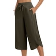 thumbnail image 1 of biudgviw Capri Yoga Pants for Women Pull on Workout Wide Leg Pants with Pockets Drawstring Baggy Capris Cropped Trousers for Work, 1 of 4