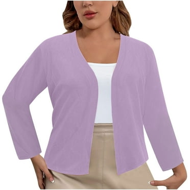 biudgviw Cardigan for Women Fall Lounge Open Front Solid Color Cardigans Fashion Long Sleeve Plus Size Cropped Jackets