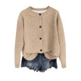 thumbnail image 1 of biudgviw Cardigan for Women Trendy Long Sleeve Button Down Shirts Comfy Soft Crew Neck Knit Sweaters Going Out Outfits, 1 of 5