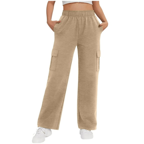 biudgviw Cargo Pants for Women Elastic Waisted Lightweight Wide Leg Pants Outdoor Travel Palazzo Pants Jogger Trousers with Pockets