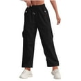thumbnail image 1 of biudgviw Cargo Pants for Women Wide Leg Lightweight Quick Dry Hiking Pants Loose High Waisted Drawstring Workout Pants with Pockets, 1 of 6