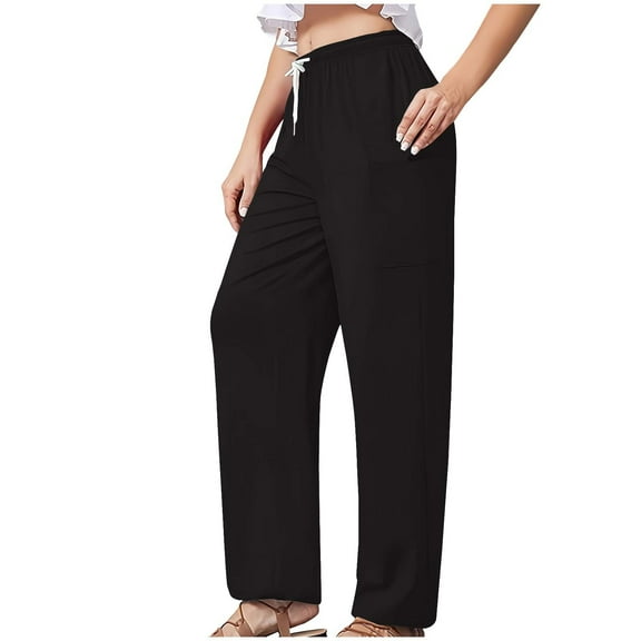 biudgviw Casual Pants for Women Cinch Bottom Elastic Waist Baggy Long Pants Comfy Soft Drawstring Jogger Pants with Pockets
