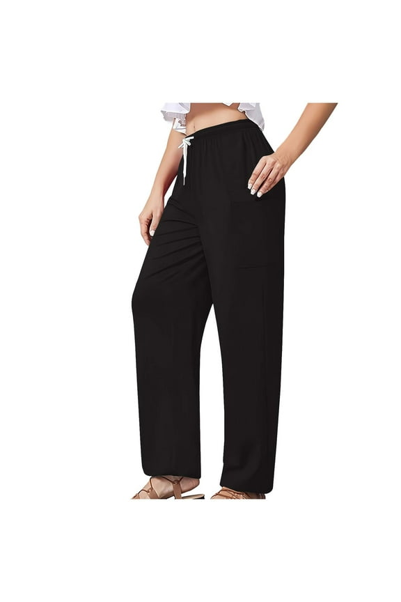 Casual Pants for Women Cinch Bottom Elastic Waist Baggy Long Pants Comfy Soft Drawstring Jogger Pants with Pockets