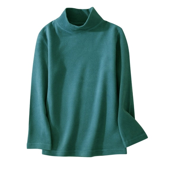 biudgviw Children girls boys tops soft fleece turtleneck long sleeve basic undershirts winter warm soft solid pullover shirts