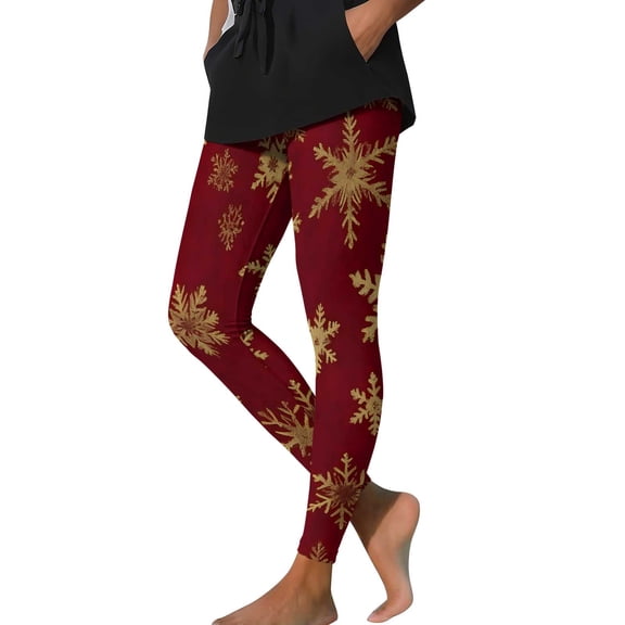 biudgviw Christmas Women's Plus Size Leggings Print High Waisted Tights Lightweight Casual Workout Yoga Pants for Festival Party