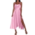 thumbnail image 1 of biudgviw Cocktail Dresses for Women Sleeveless Spaghetti Straps Midi Satin Dress Elegant Casual Cowl Neck Tank Dresses for Party Club, 1 of 7