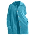 thumbnail image 1 of biudgviw Corduroy Jacket for Women with Hood Loose Button down Long Sleeve Outwear Casual Vintage Fall Winter Coats with Pockets, 1 of 7