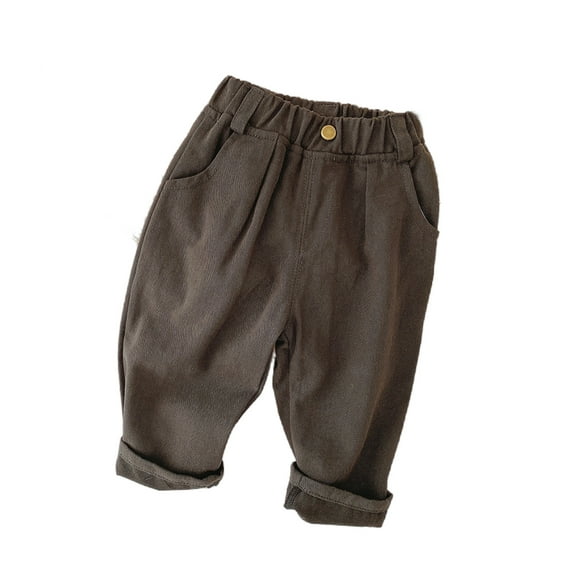 biudgviw Cotton Pants for Boys Girls Fall Comfy Elastic Waisted Solid Long Pull on Pants Baby Toddler Infant Casual Trousers