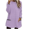 thumbnail image 1 of biudgviw Crew Neck Sweatshirts for Women Fleece Fuzzy Sherpa Pullover Shirts Casual Comfy Long Sleeve Warm Tops with Pockets, 1 of 5