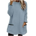 thumbnail image 1 of biudgviw Crew Neck Sweatshirts for Women Fleece Fuzzy Sherpa Pullover Shirts Casual Comfy Long Sleeve Warm Tops with Pockets, 1 of 6