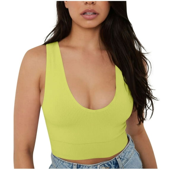 biudgviw Crop Tank Tops for Women U Neck Sleeveless Shirts Ribbed Solid Color Tee Slim Fit Yoga Athletic Sports Blouses
