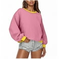 thumbnail image 1 of biudgviw Cropped Sweatshirt for Women Oversized Crew Neck Tunic Pullover Tops Loose Casual Long Sleeve Drop Shoulder Tops Fall Outfits, 1 of 5